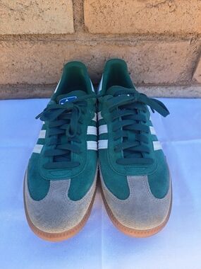 Adidas Originals Sambas Green Suede And Gray  Sneakers with White Stripes